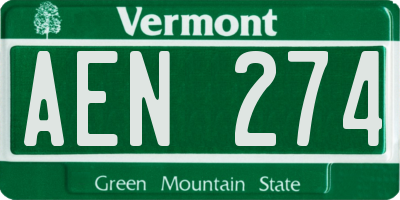VT license plate AEN274