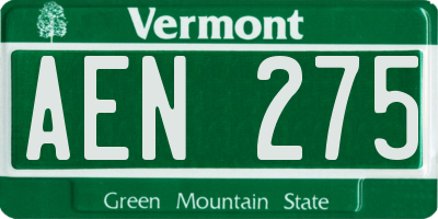 VT license plate AEN275