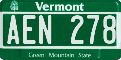VT license plate AEN278