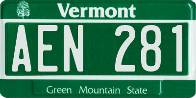 VT license plate AEN281