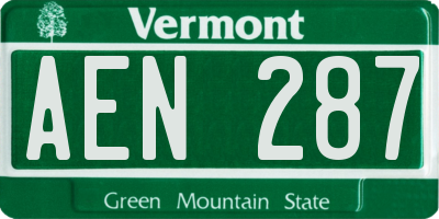 VT license plate AEN287