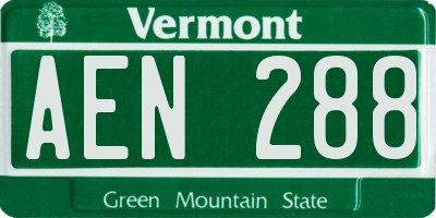 VT license plate AEN288