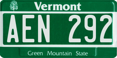 VT license plate AEN292