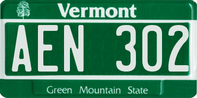 VT license plate AEN302