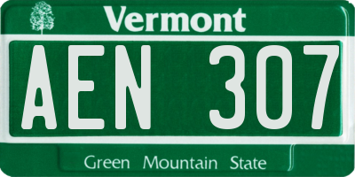 VT license plate AEN307
