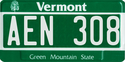 VT license plate AEN308