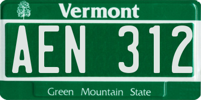 VT license plate AEN312