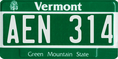 VT license plate AEN314