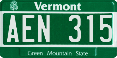VT license plate AEN315