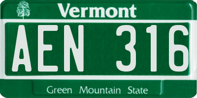 VT license plate AEN316