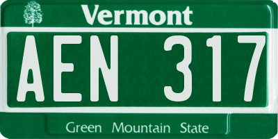 VT license plate AEN317