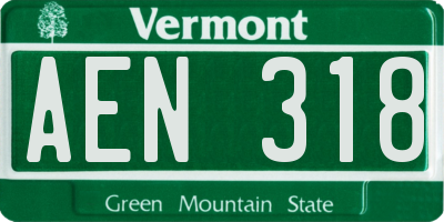 VT license plate AEN318