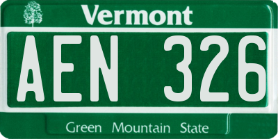 VT license plate AEN326