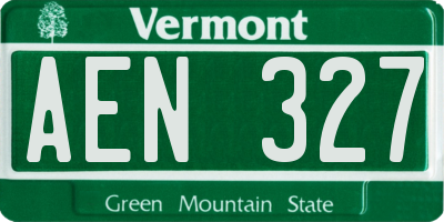 VT license plate AEN327