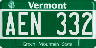 VT license plate AEN332
