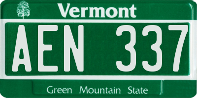 VT license plate AEN337