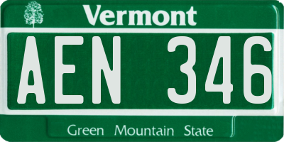 VT license plate AEN346