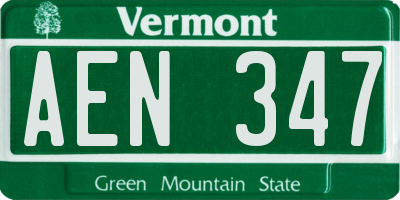 VT license plate AEN347
