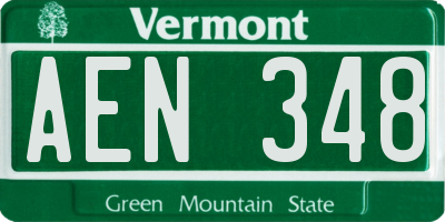 VT license plate AEN348
