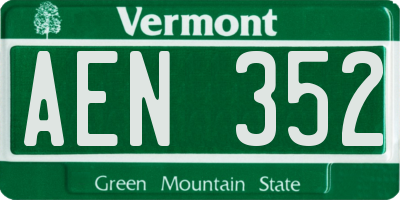 VT license plate AEN352