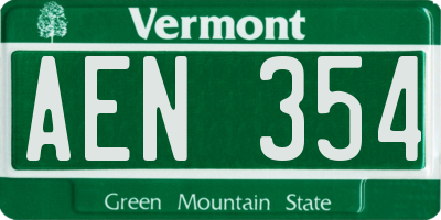 VT license plate AEN354