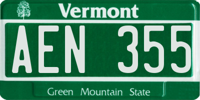 VT license plate AEN355