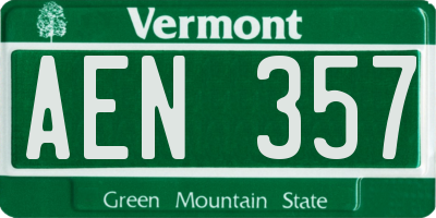 VT license plate AEN357