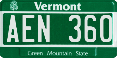 VT license plate AEN360