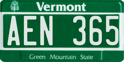 VT license plate AEN365