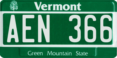 VT license plate AEN366