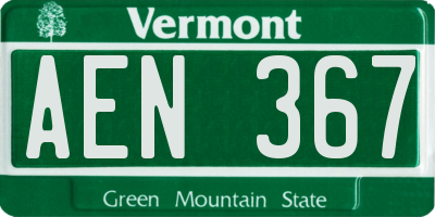 VT license plate AEN367