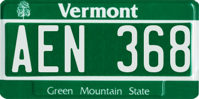 VT license plate AEN368