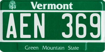VT license plate AEN369
