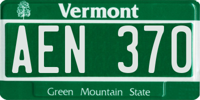 VT license plate AEN370