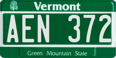VT license plate AEN372