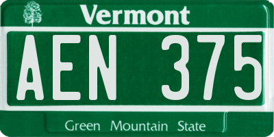 VT license plate AEN375