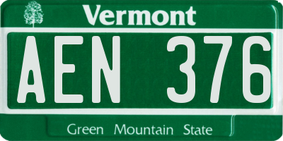VT license plate AEN376