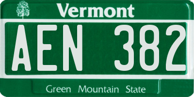 VT license plate AEN382