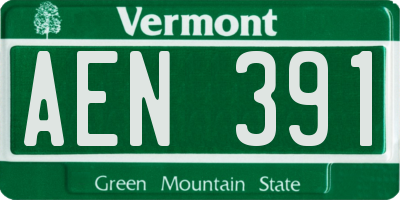 VT license plate AEN391