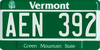 VT license plate AEN392