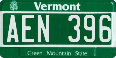 VT license plate AEN396