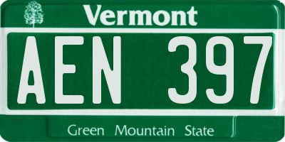 VT license plate AEN397