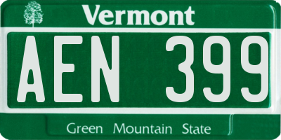 VT license plate AEN399