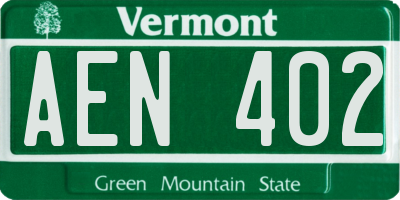 VT license plate AEN402