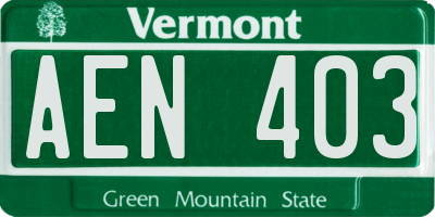 VT license plate AEN403