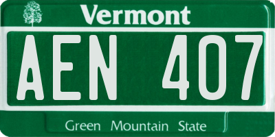 VT license plate AEN407
