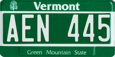 VT license plate AEN445