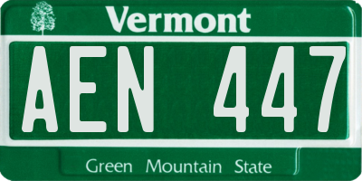 VT license plate AEN447