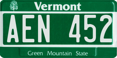 VT license plate AEN452