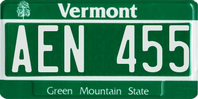VT license plate AEN455